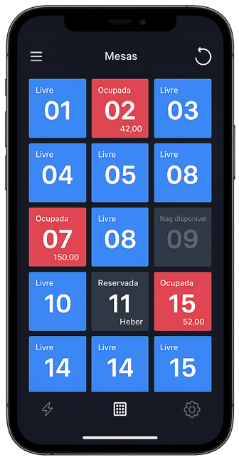 App Easy Comanda mostrando mesas